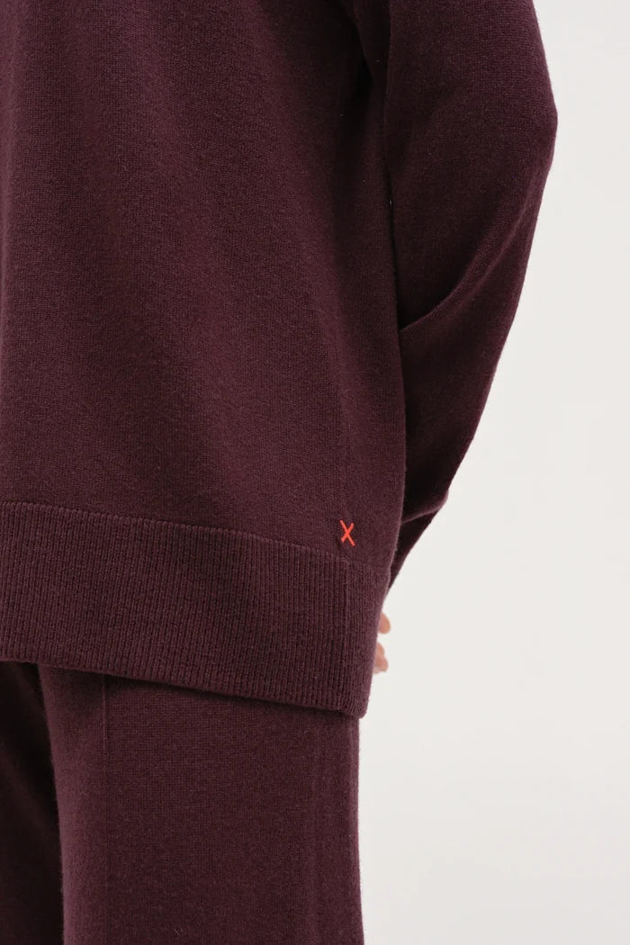Aubergine Wool-Cashmere Slouchy Sweater