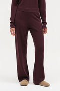 Aubergine Wool-Cashmere Wide-Leg Track Pant