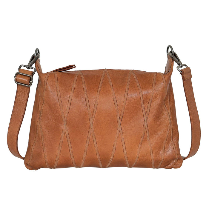 Avery Diamond Leather Crossbody Bag: Cognac Latico Leathers
