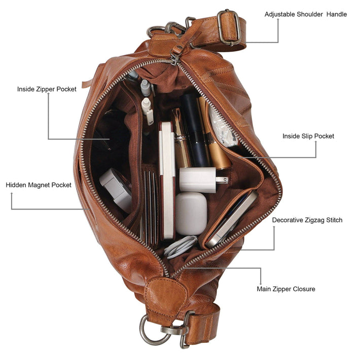 Avery Diamond Leather Crossbody Bag: Cognac Latico Leathers