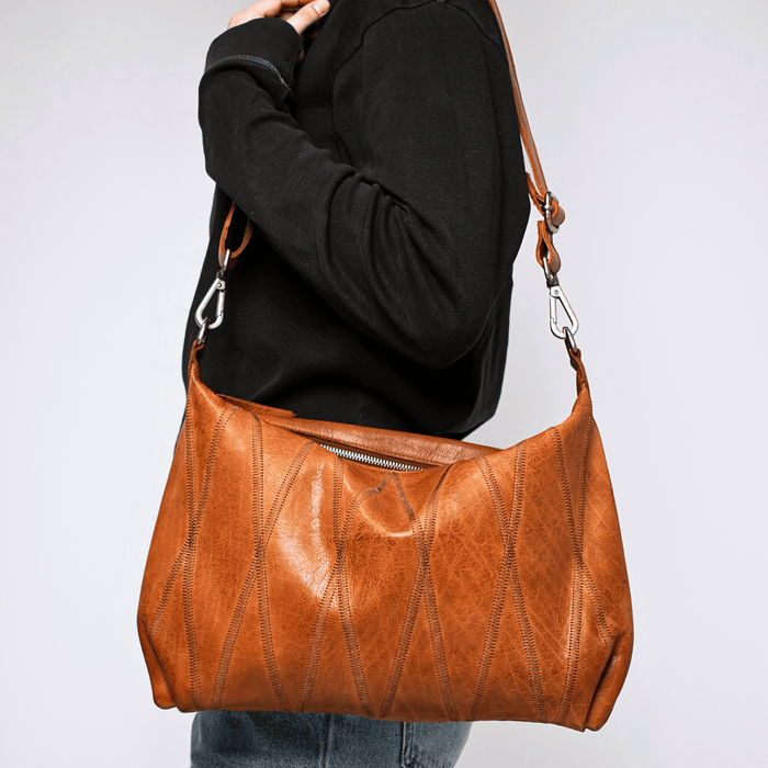 Avery Diamond Leather Crossbody Bag: Cognac Latico Leathers
