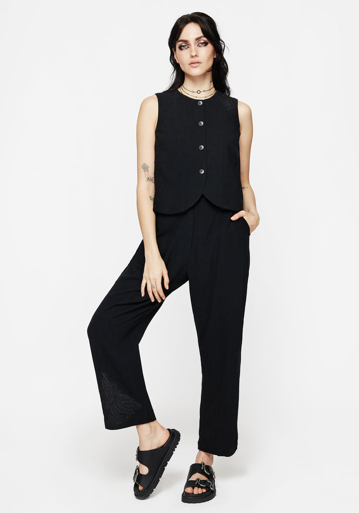 Aya Embroidered Linen Blend Balloon Pants