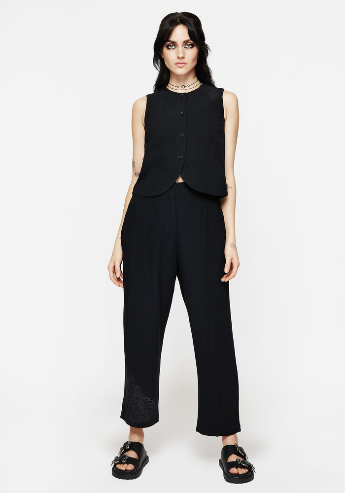 Aya Embroidered Linen Blend Balloon Pants