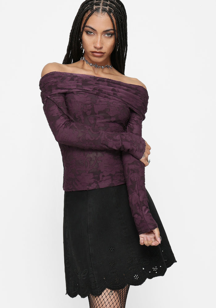Ayr Broderie Denim Skirt