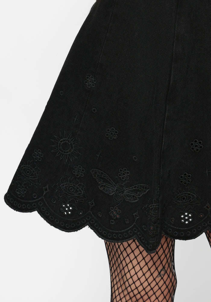 Ayr Broderie Denim Skirt