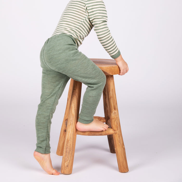 Baby & Kids Merino Wool Leggings - Sage Green Melange