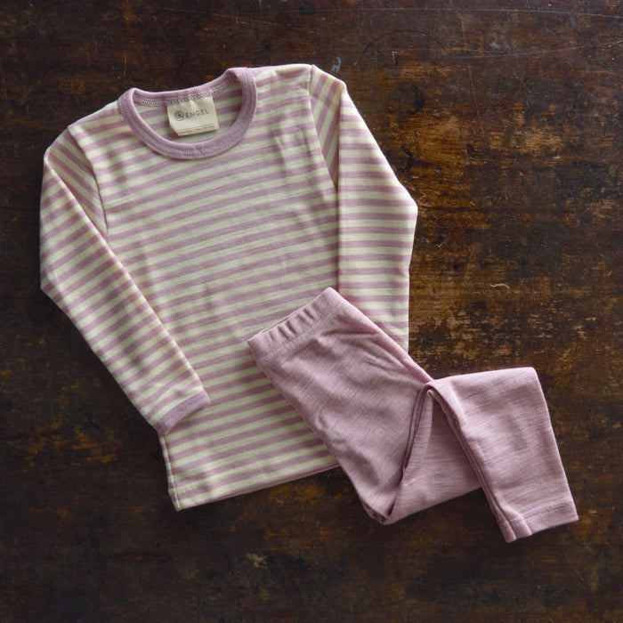 Baby & Kids Merino Wool LS Top - Lilac Rose Melange/Natural