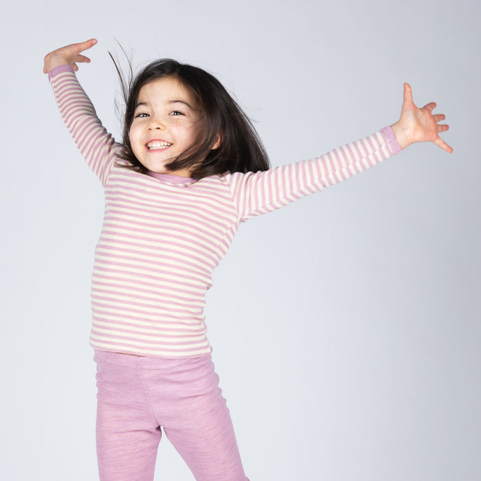 Baby & Kids Merino Wool LS Top - Lilac Rose Melange/Natural