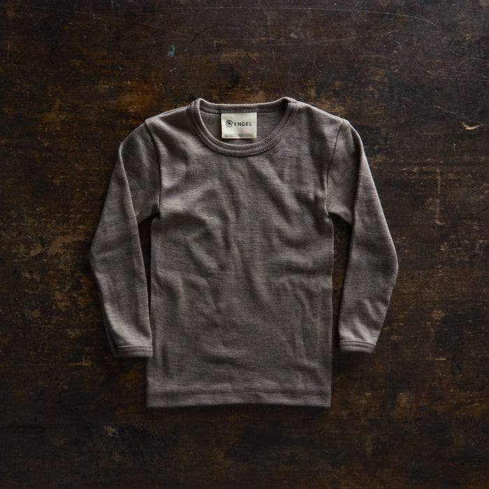 Baby & Kids Merino Wool & Silk LS Top - Walnut
