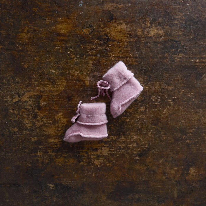 Baby Merino Wool Fleece Booties - Lilac Rose