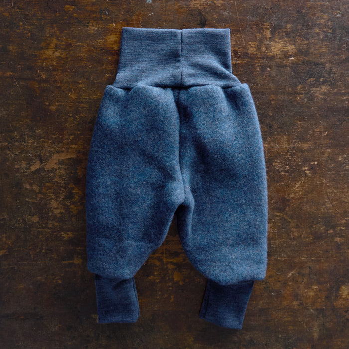 Baby Merino Wool Fleece Pants - Blue Melange