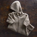 Baby Merino Wool Fleece Zip Suit - Walnut Melange