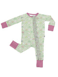 Unisex baby sleeper with chick pattern and pink accents, featuring a convenient zip closure.