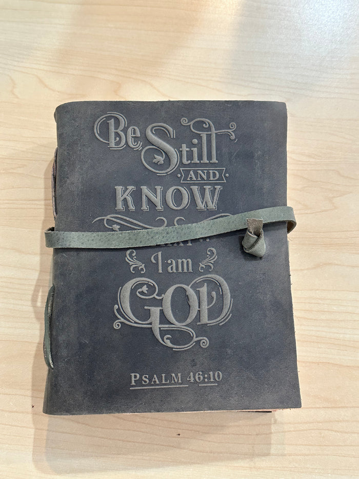 Be Still & Know Leather Journal K & K Interiors Journal Grey