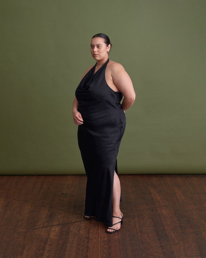 BENTEN HALTER DRESS BLACK