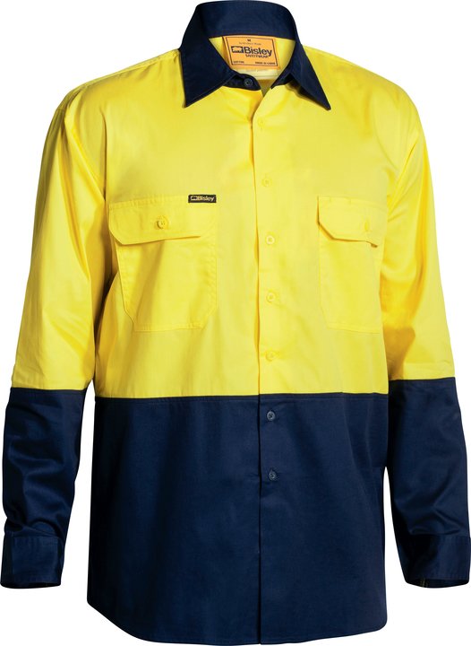 Bisley Hi Vis Cool Lightweight Drill Shirt Long Sleeve BS6895