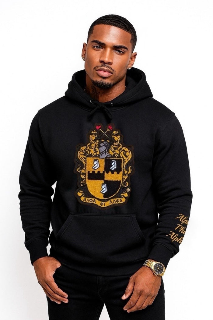 Black Alpha Shield Chenille Hoodie