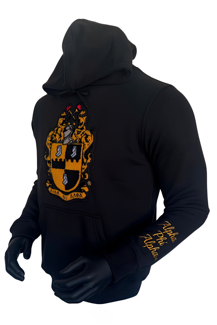 Black Alpha Shield Chenille Hoodie