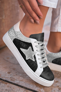 Black Glitter Star Leather Sneakers