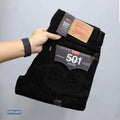 Close-up stretchable black denim fabric - 3421