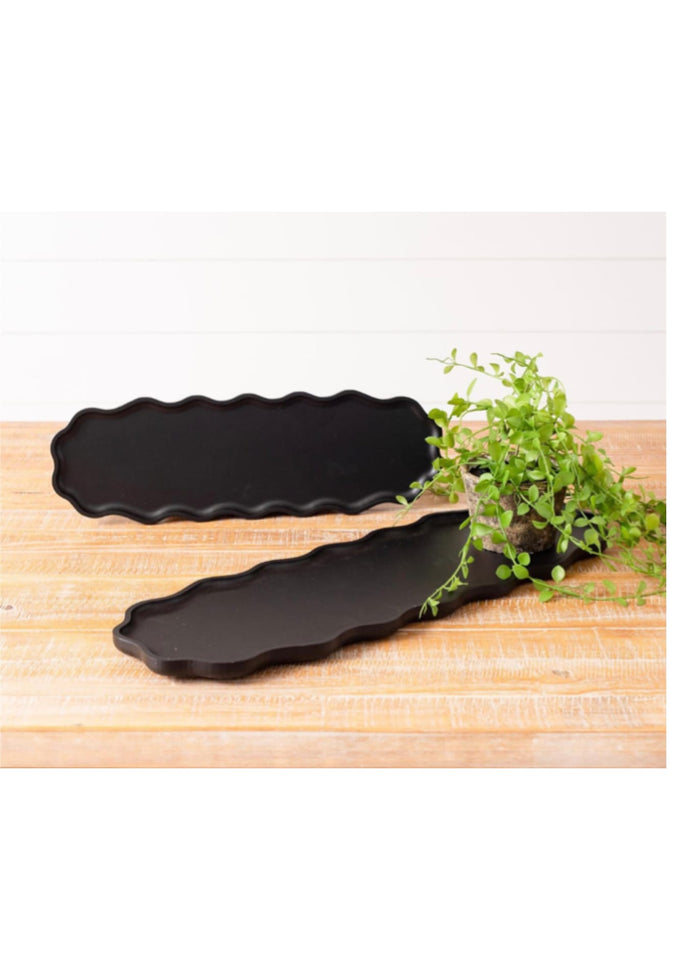 Black Scalloped Edged Trays | Set 2 Audrey's Home & Gift Home Decor
