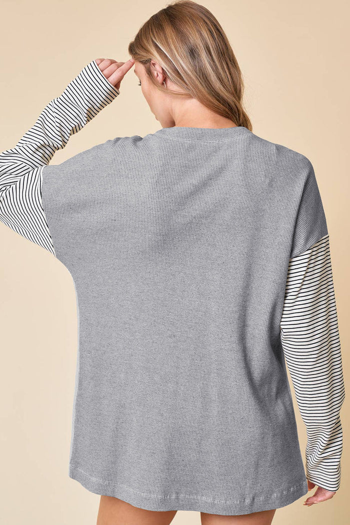 Black Stripe Colourblock Patchwork Open Front Cardigan with Pocket - Sweaters & Cardigans/Cardigans