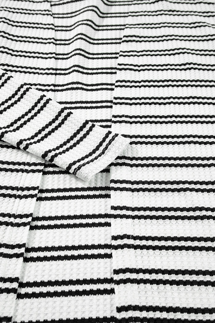 Black Stripe Print Open Front Duster Cardigan - Sweaters & Cardigans/Cardigans