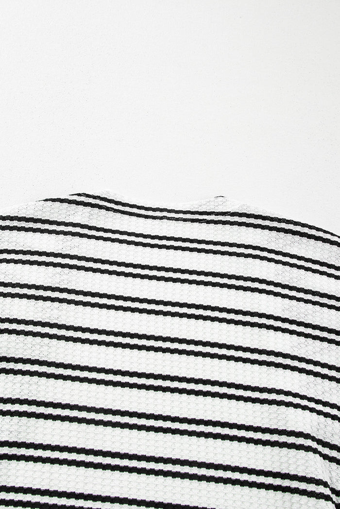 Black Stripe Print Open Front Duster Cardigan - Sweaters & Cardigans/Cardigans