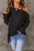 Black Striped Long Sleeve Knit Sweater - BLACK / S / 50% VISCOSE + 28% POLYESTER + 22% POLYAMIDE - Sweaters &