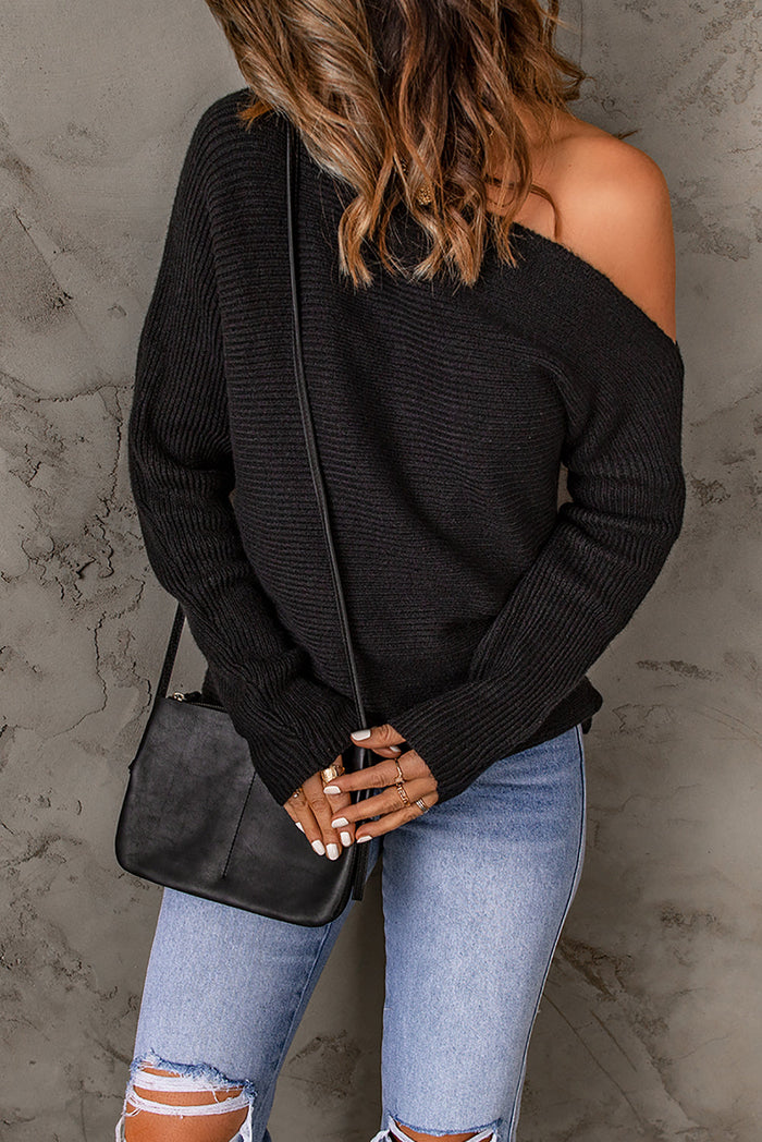 Black Striped Long Sleeve Knit Sweater - Sweaters & Cardigans/Sweaters
