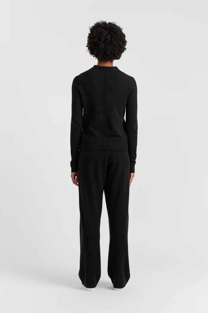 Black Wool-Cashmere Cropped Sweater