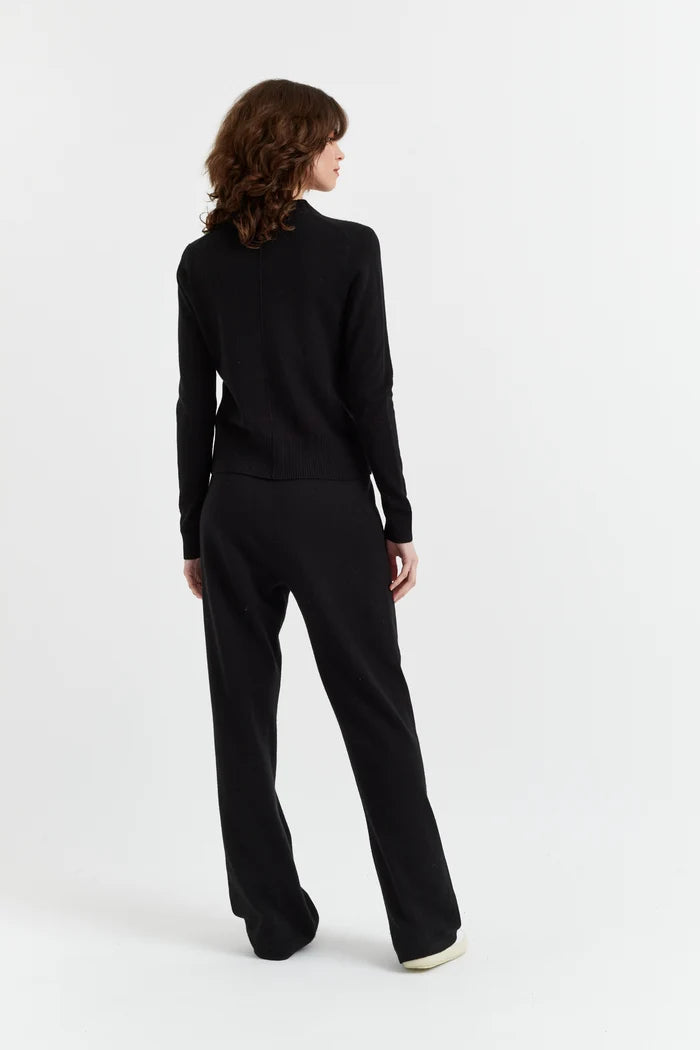 Black Wool-Cashmere Cropped Sweater