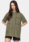 Blake Lace Oversized Graphic T-Shirt - Khaki