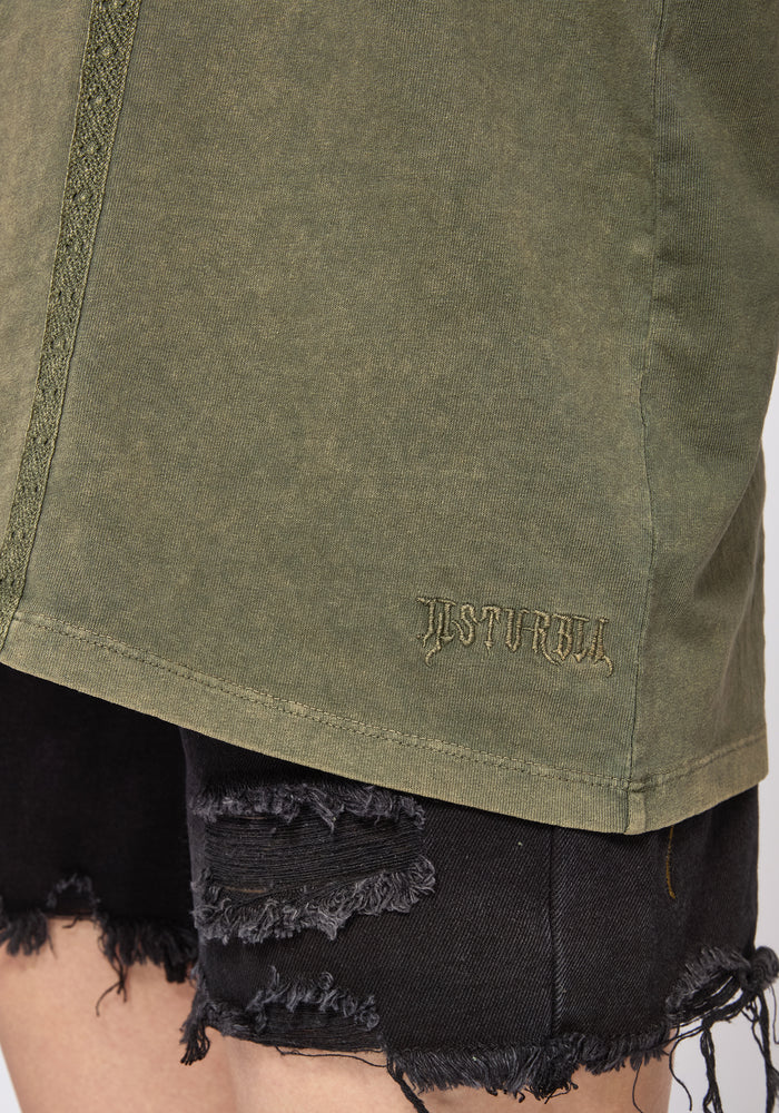 Blake Lace Oversized Graphic T-Shirt - Khaki