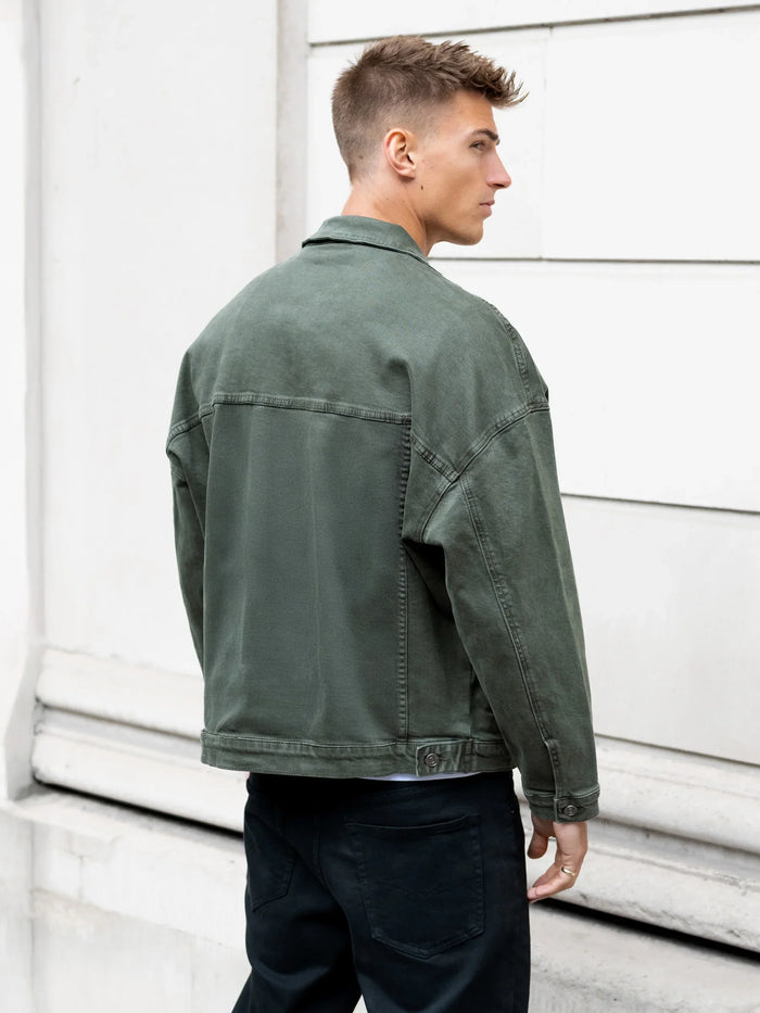 Blakely Denim Trucker Jacket - Olive Green
