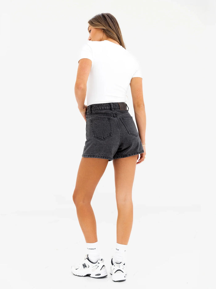 Blakely High Rise Denim Shorts - Washed Black