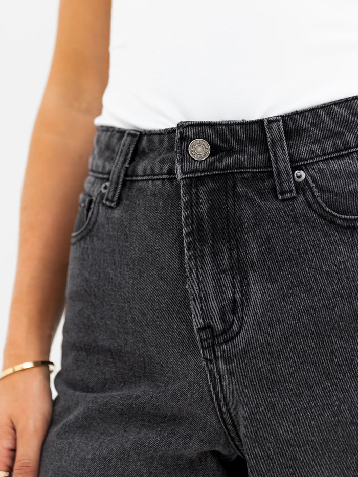 Blakely High Rise Denim Shorts - Washed Black