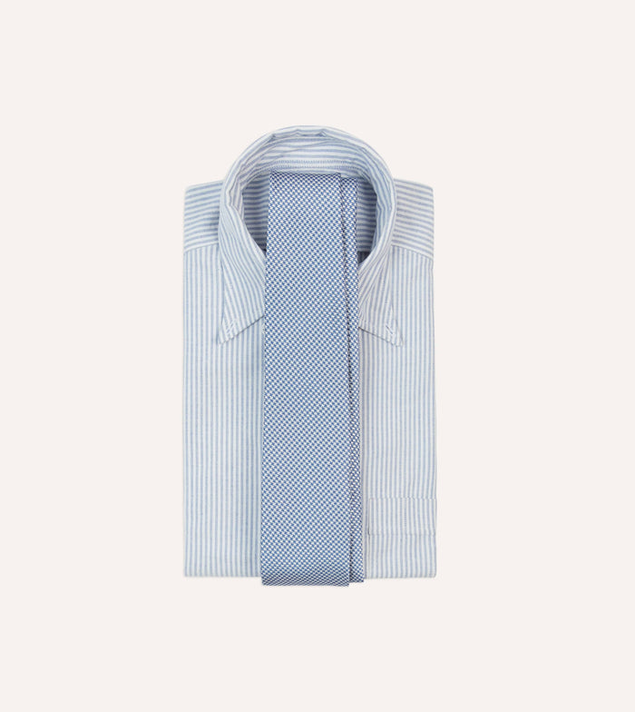 Blue Houndstooth Mogador Silk Tipped Tie