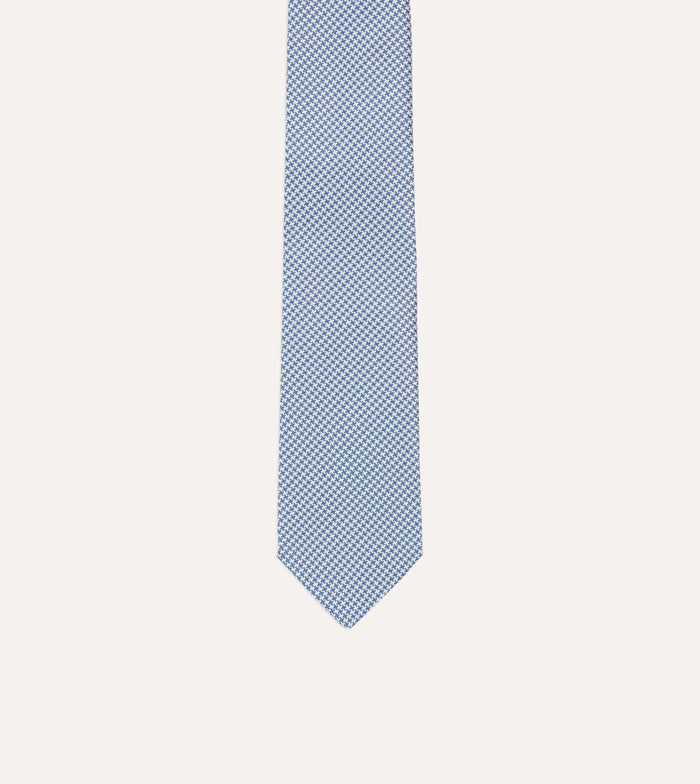 Blue Houndstooth Mogador Silk Tipped Tie