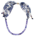 Bohemian Purple Marble Beaded Scarf Statement Necklace