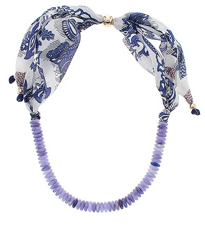 Bohemian Purple Marble Beaded Scarf Statement Necklace
