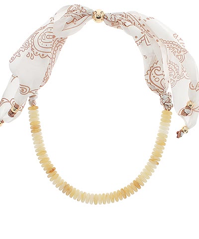 Boho Paisley & Marble Beaded Scarf Statement Necklace