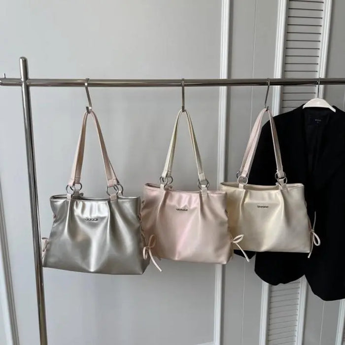 Bow Lace-up Large Totes Bags fashionnsio
