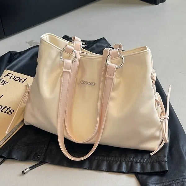 Bow Lace-up Large Totes Bags fashionnsio