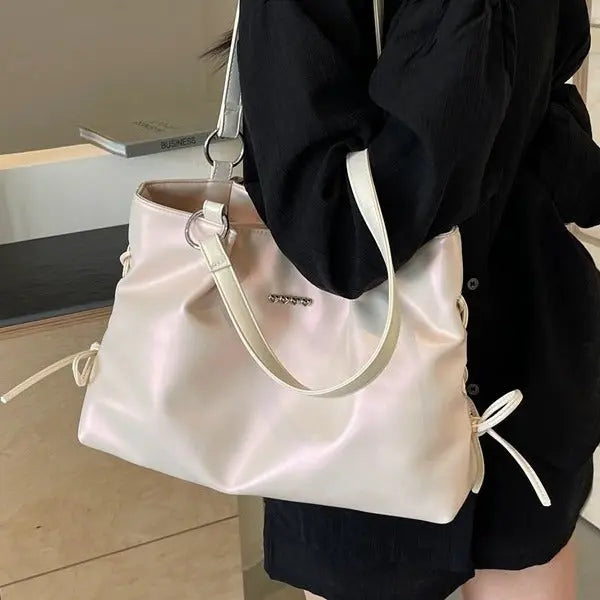 Bow Lace-up Large Totes Bags fashionnsio