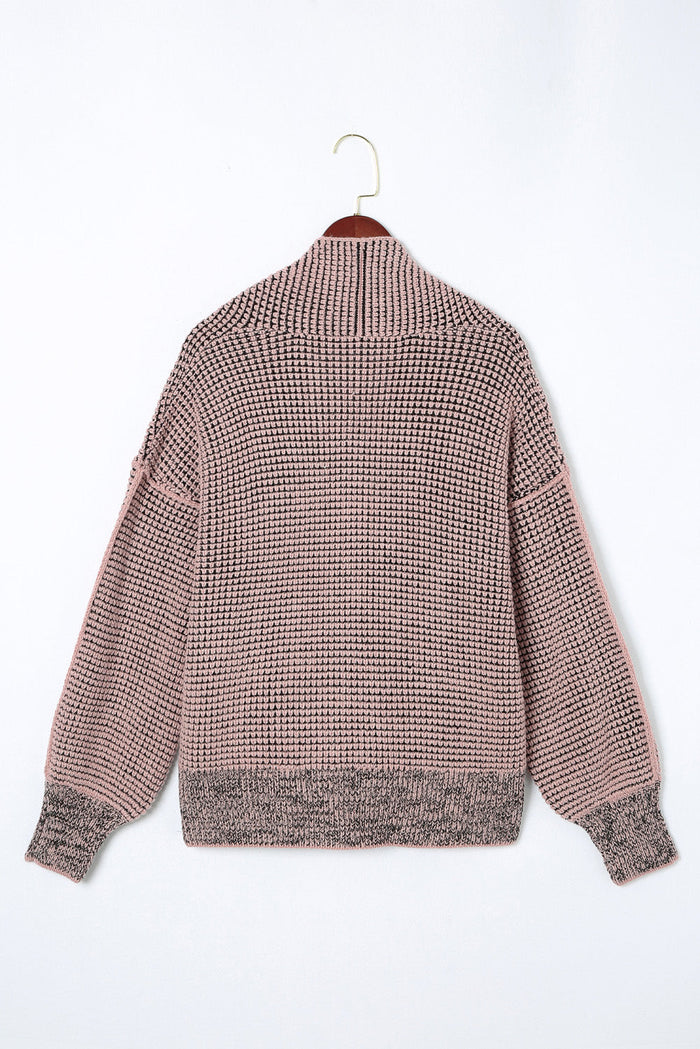 Brown Chunky Waffle Knit Oversized Collar Cardigan - Sweaters & Cardigans/Cardigans
