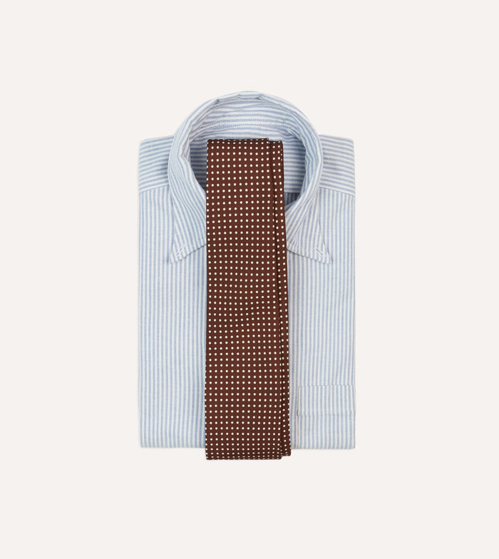 Brown Small Spot Silk Self-Tipped Tie