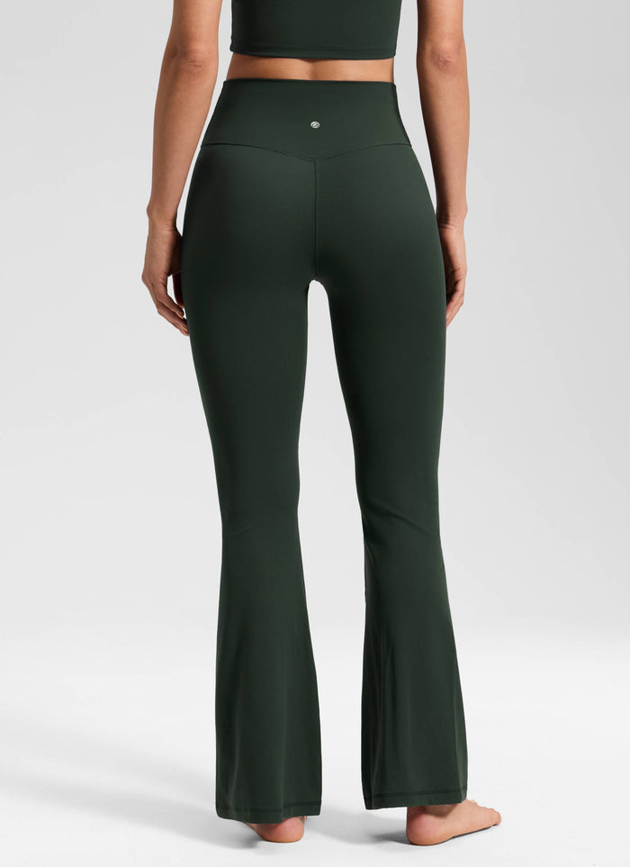 CRZ YOGA Women Butterluxe V Crossover High Waist Flare Leggings 31" Legend Green