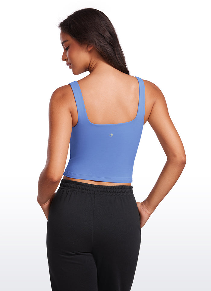 CRZ YOGA Women's Yoga Butterluxe Tight Fit Tank Tops Square Neck Wild Indigo