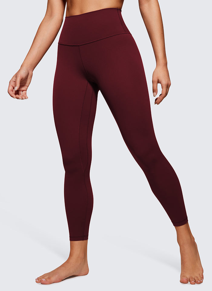 CRZ YOGA Women Butterluxe High Waisted Double seamed Yoga Leggings 25" Red Merlot